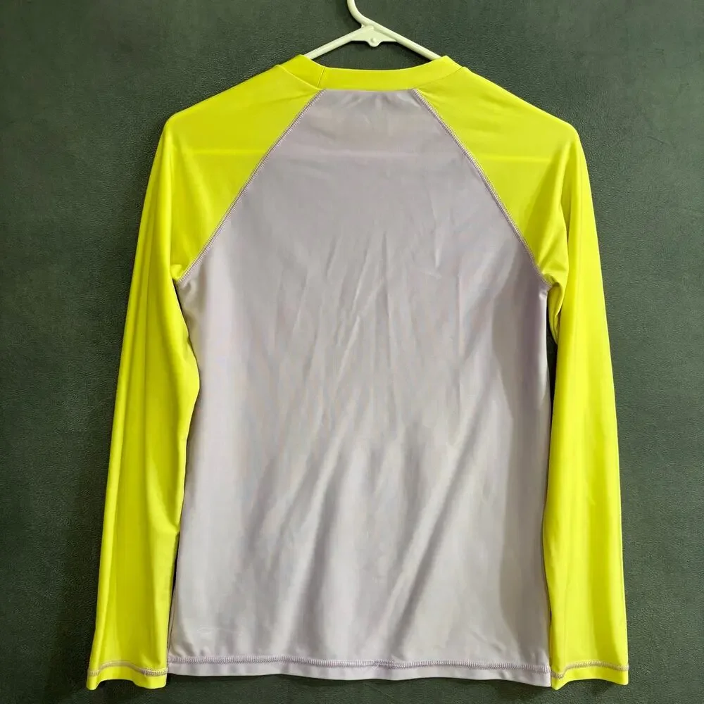 Cat & Jack Kids XL 16 Rash Guard Swim Shirt UPF Neon Long Sleeve Sunscreen Block